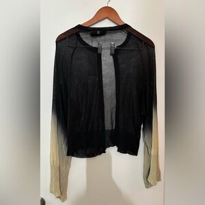 Viviana Uchitel Open Ombré Black and Beige Wide Sleeve Knit Cardigan Size 3